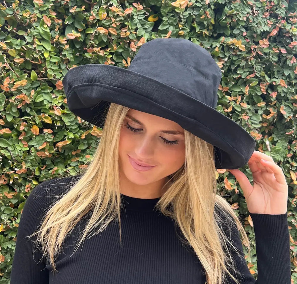 Hats - Oversized Brim Bucket Cottonblend in linen look Black