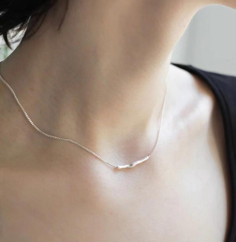WS Bar Necklace in Sterling Silver