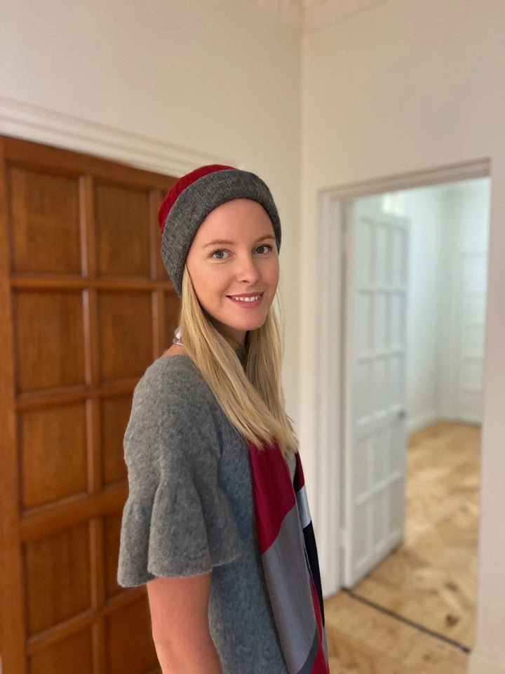 Beanie - Cashmere reversible Wine/Grey