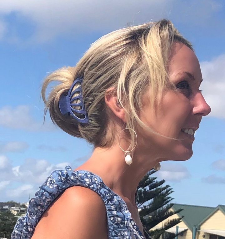 Acetate Large Claw - Denim & Black