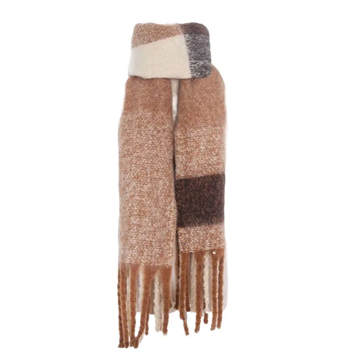 Oversized Cuddly Blanket Scarf in Brown