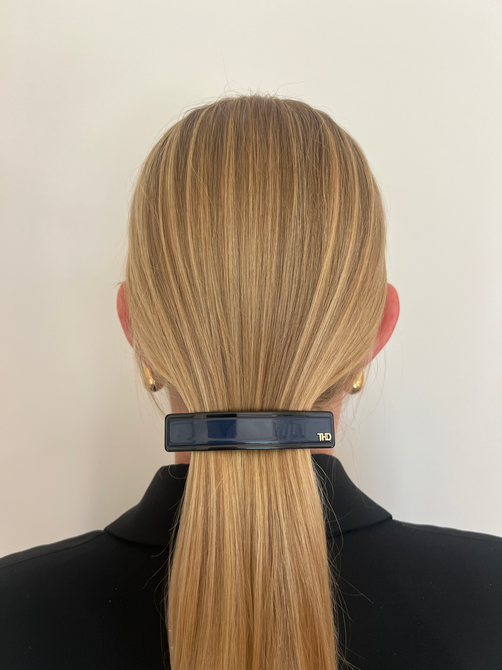 WS - Acetate Barrette - Two Tone - Navy with Black Trim