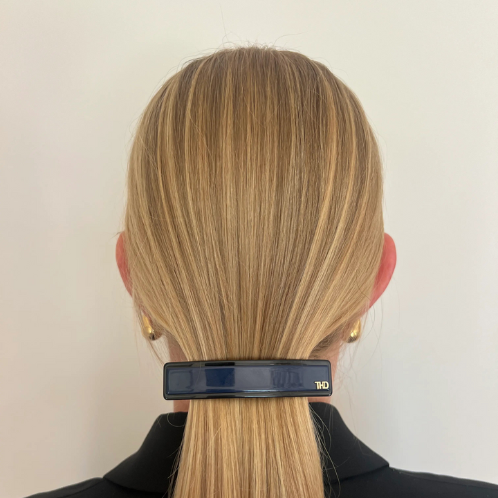 Acetate Barrette -  Two Tone - Navy with Black Trim