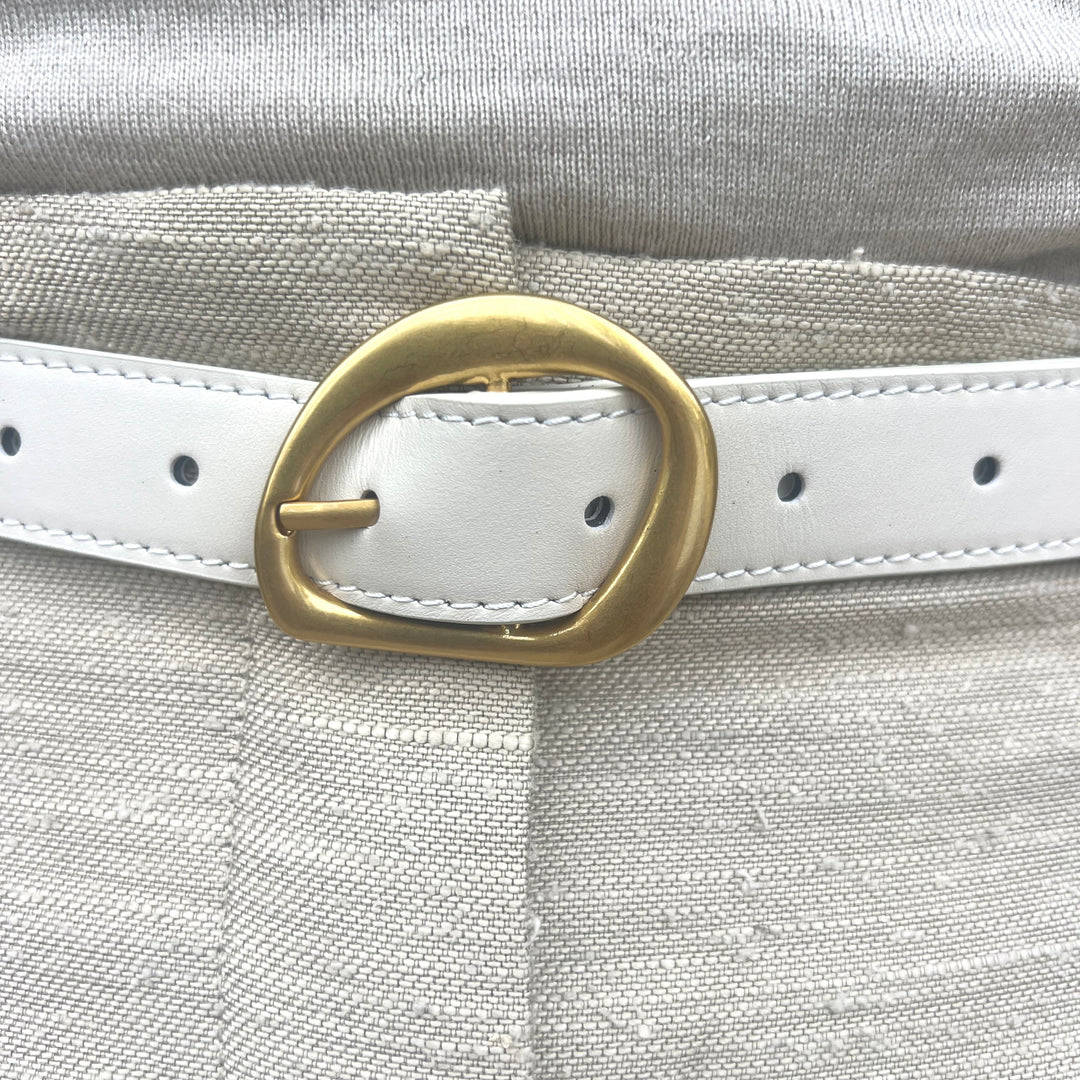 WS Geneva Leather Belt Gold 2.5cm - Off White - Image 1