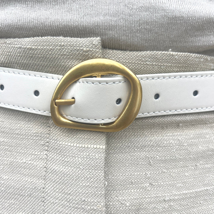 WS Geneva Leather Belt Gold 2.5cm - Off White - Image 1