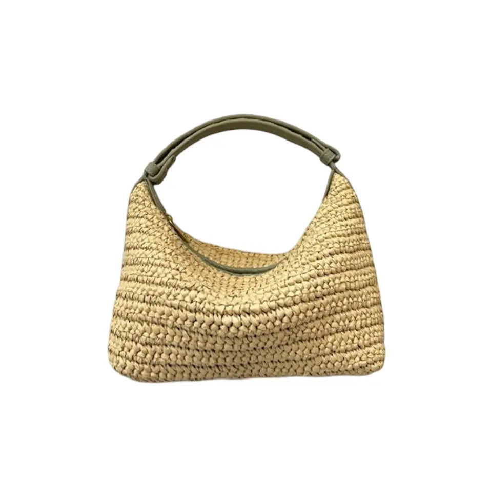 WS Bodicia  - Coconut Fibre Crochet & Green Shoulder Bag