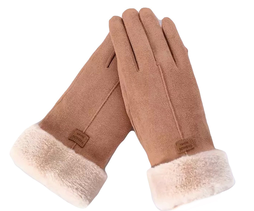 Vegan SuedeTouchscreen Gloves- Tan
