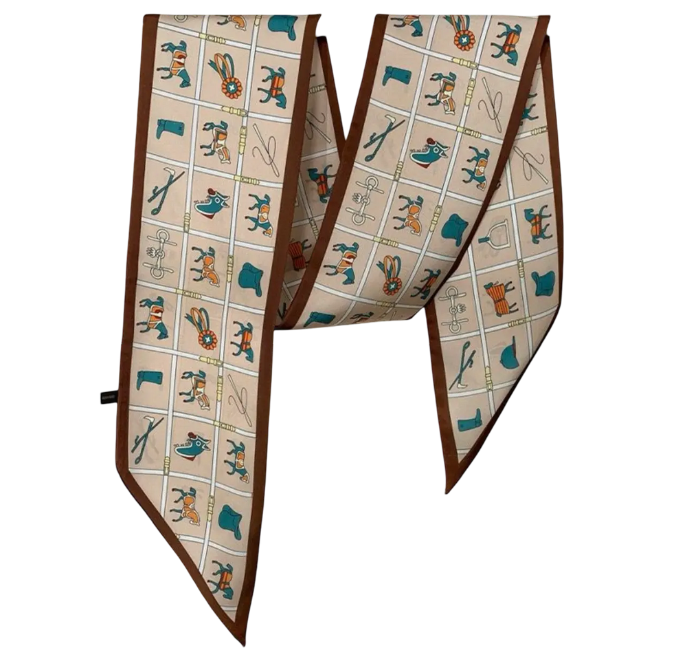 Neckscarf / Hairscarf Brown Vermillion Carousel