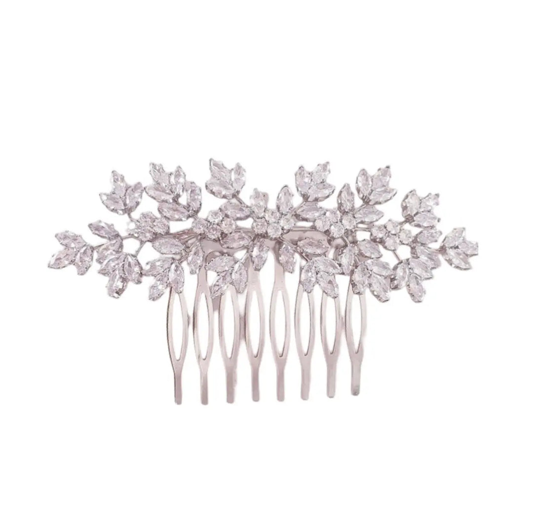WS Tiffany zircon Haircomb - silver