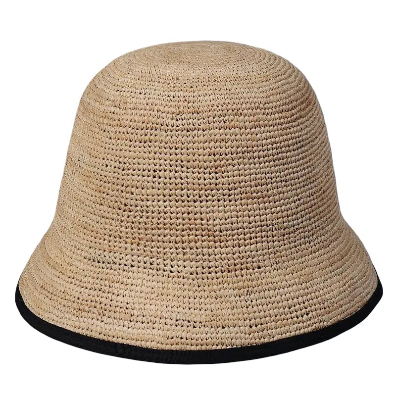 Alice Raffia Cloche Sunhat - Natural & Blk Trim