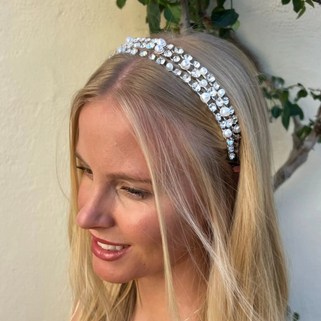 WS The Boston Crystal & Pearl Layered Crown.