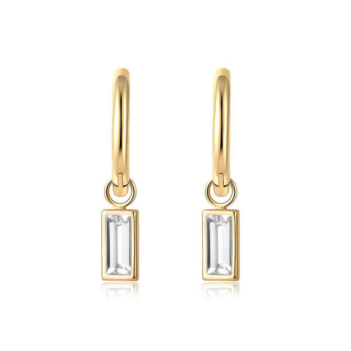 Baguette Huggies on Gold - Clear