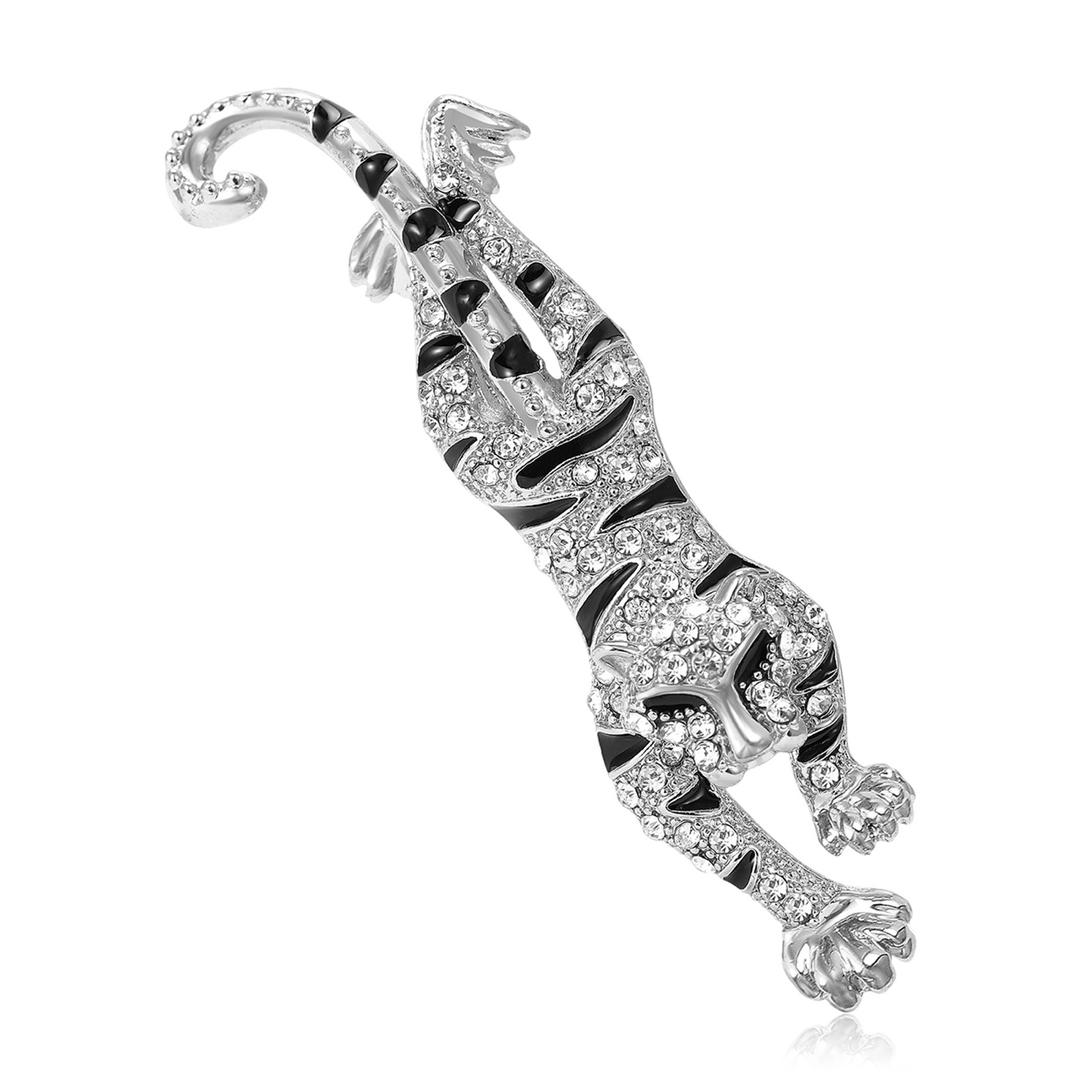 Crouching Leopard Brooch - Silver
