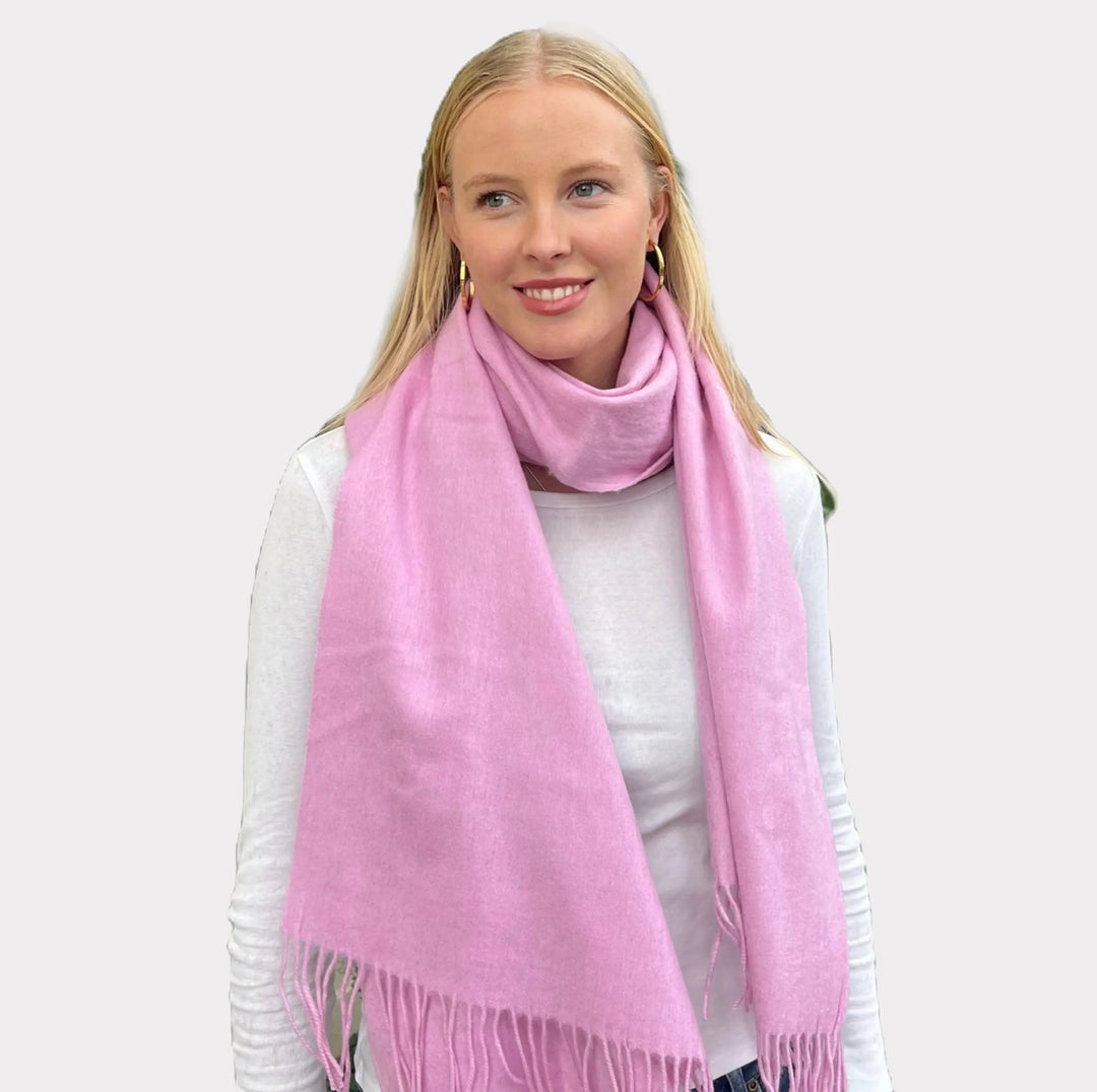 Premium Virgin 100% Wool Blanket Scarf- Soft Pink