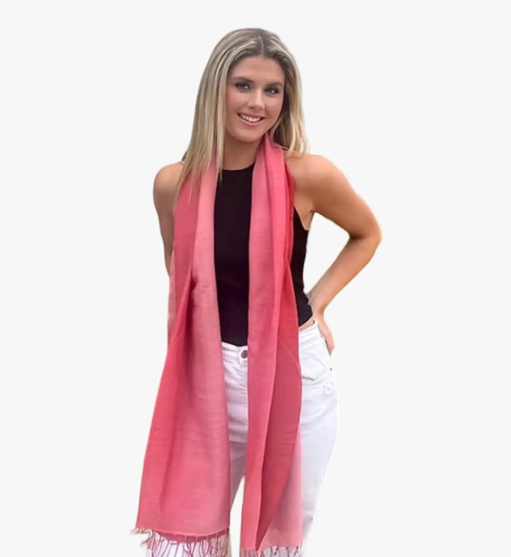 WS Cashmere/Mulberry Silk Scarf - Pirouette Pink and Pink - Hero