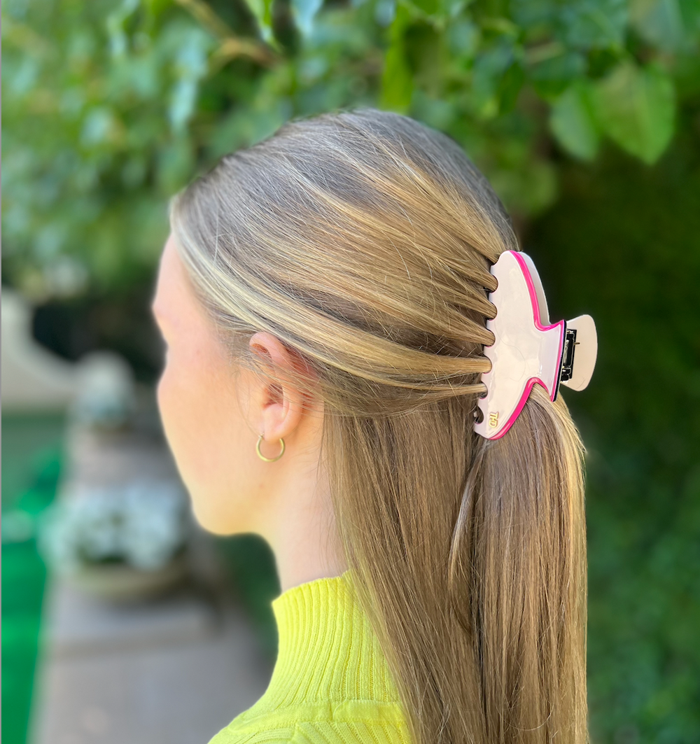 Large Hairclaw - Vanilla Cream &Magenta