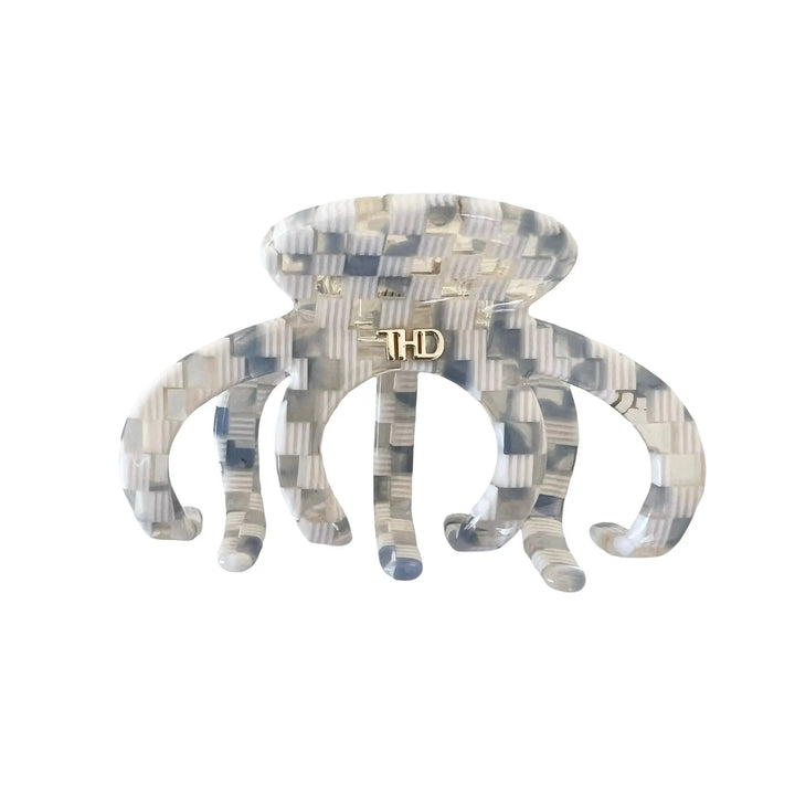 WS Acetate Octopus Hair Claw 6.8cm in Blue Check Paros