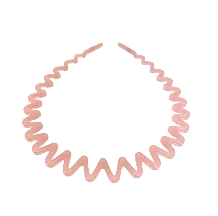 WS Cellulose Acetate Wave Headband Block Colour - Crystal Rose