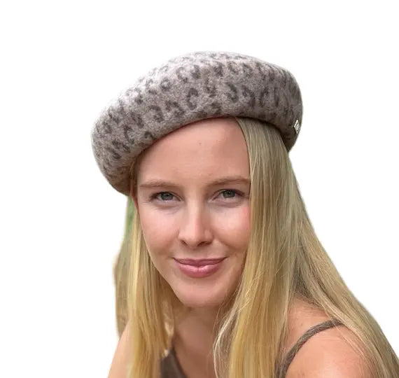 WS Lille Wool Leopard Beret - Mocha