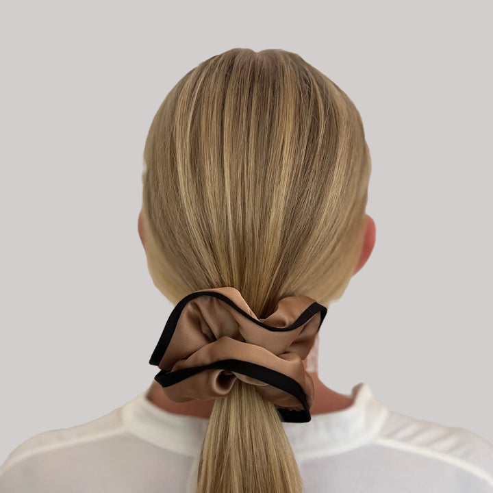 WS Scrunchie with Trim - Mocha with Black Trim - Image 1