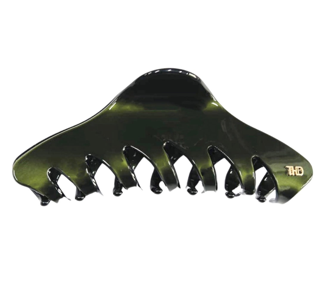 WS - Cassandra acetate Oversized HairClaw in Bistro Green  & Black Trim