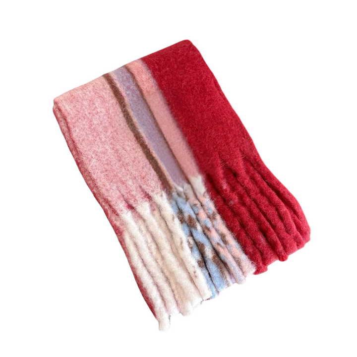 Cuddly Woolblend Scarf - Reds, Pinks,Blues