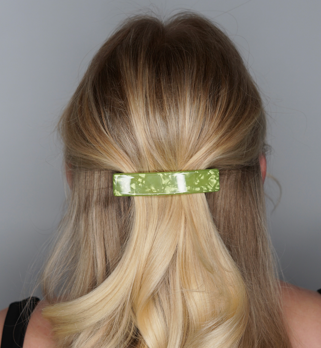 Acetate Barrette - Lime Green Pearl