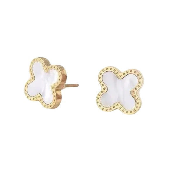 WS Cross earring studs in Gold and white