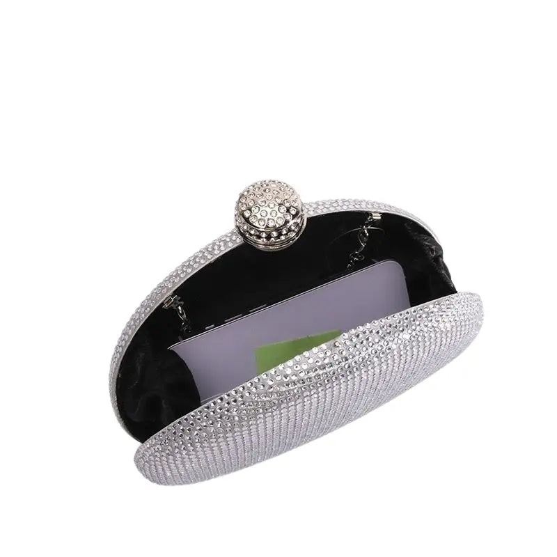 Ella Clutch Hand Bag- silver