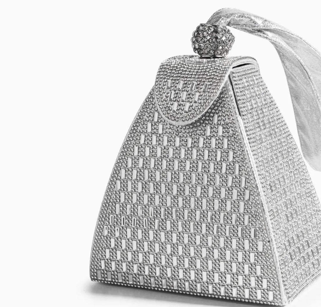 Pyramid Clutch Bag in Silver