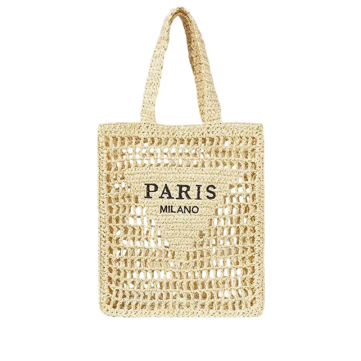 WS Paris Milano Crotchet Straw Tote Bag - Natural - Hero