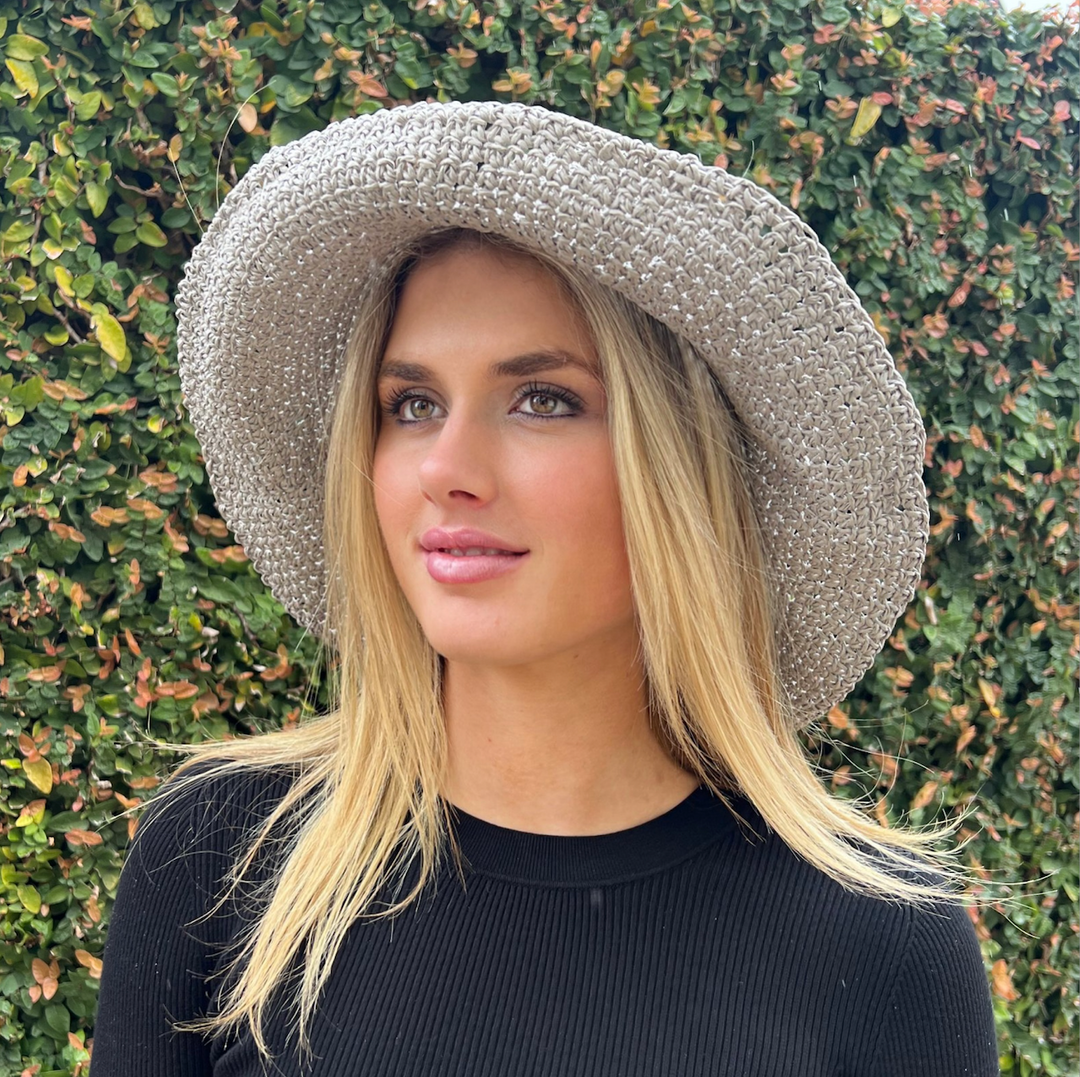 Woven Foldable Sunhat- Silver Grey