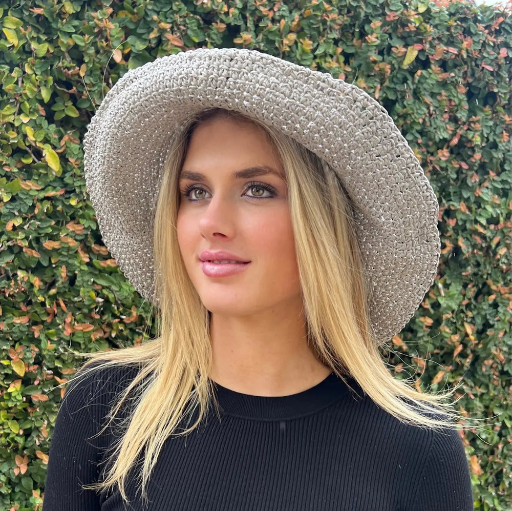 Woven Foldable Sunhat- Silver Grey