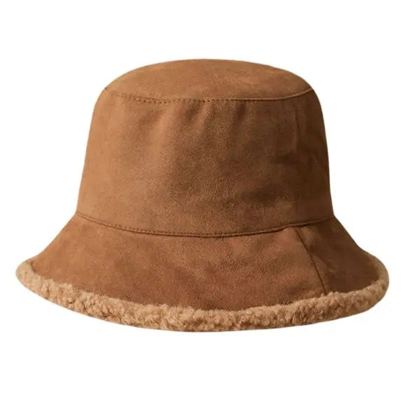 WS Vegan Suede Bucket Hat in Camel Brown