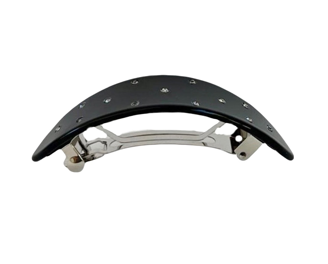 Acetate Barrette Oval & Crystal  Black