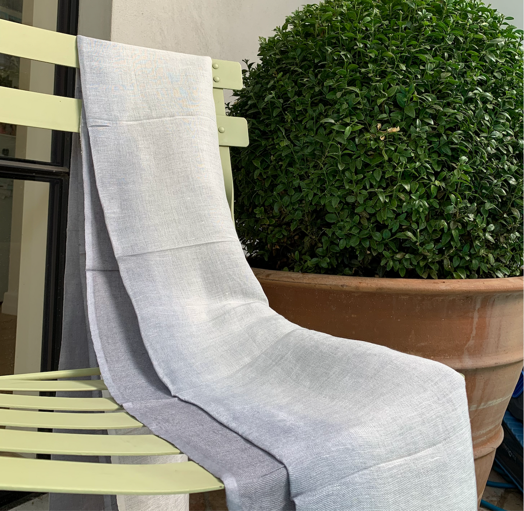 Linen Handwoven Ombre Scarf in Grey/White