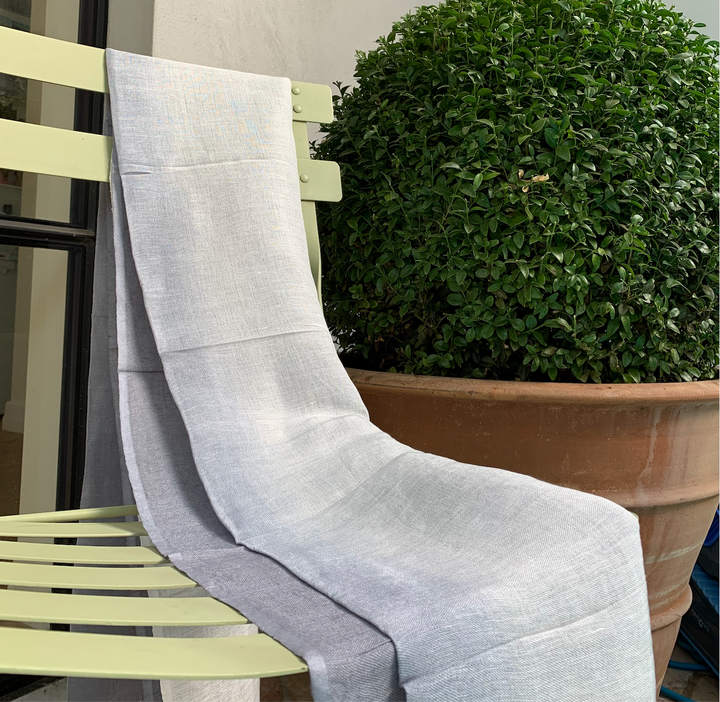 Linen Handwoven Ombre Scarf in Grey/White