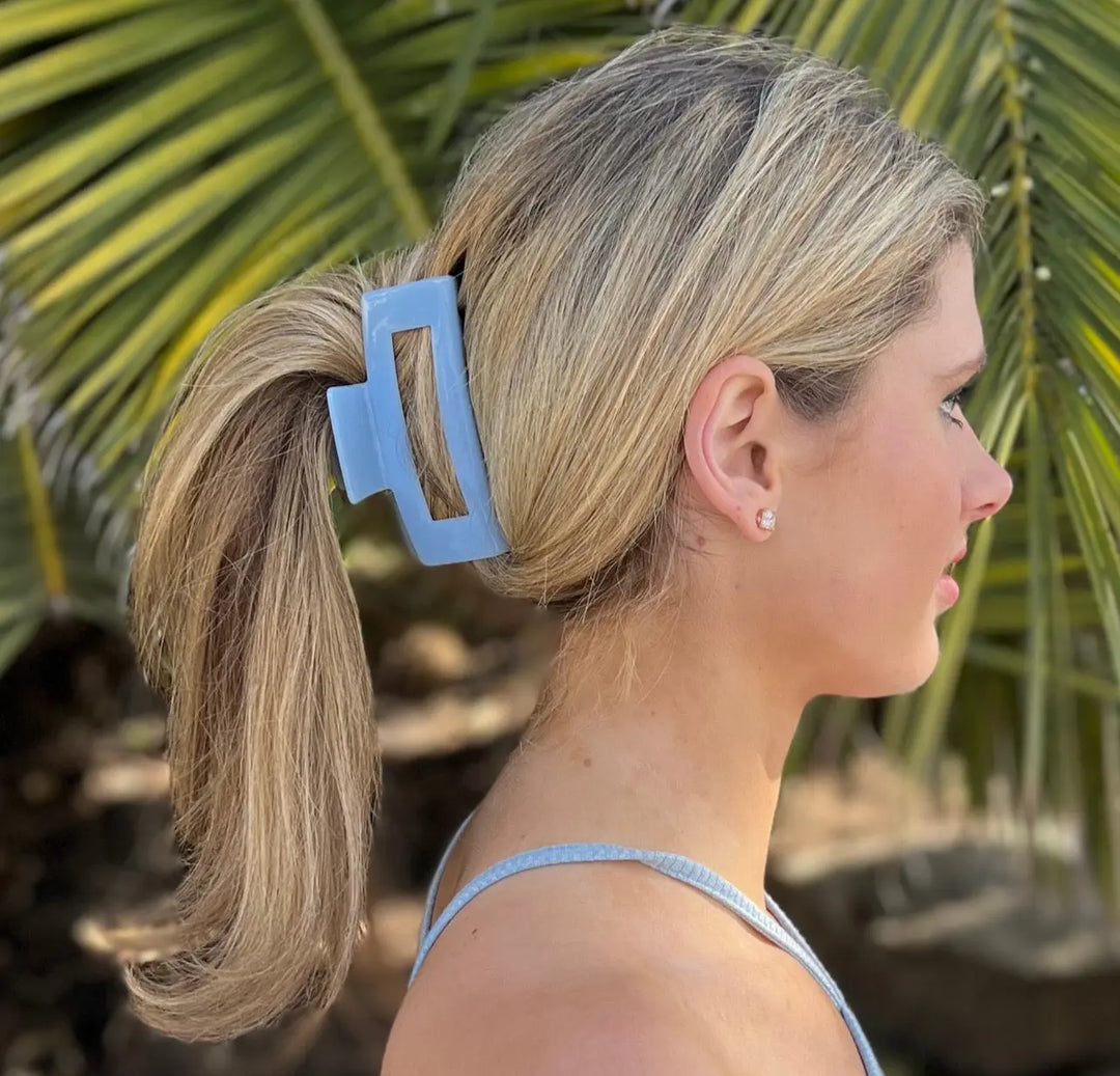 WS Cellulose Acetate Oversized Rectangle Hair Claw - Glacier Lake - Image 1