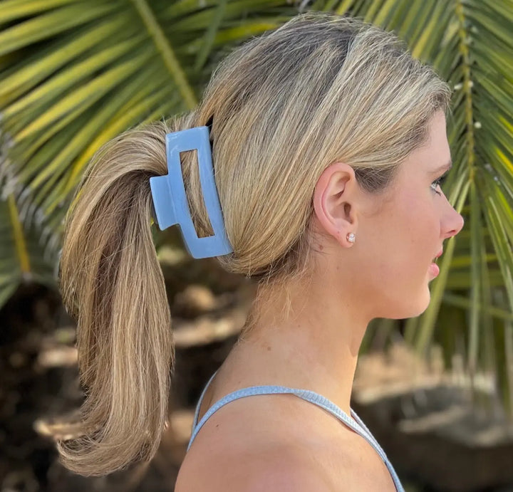Oversized Acetate Rectangular Hair Claw in Glacier Lake 757953171461