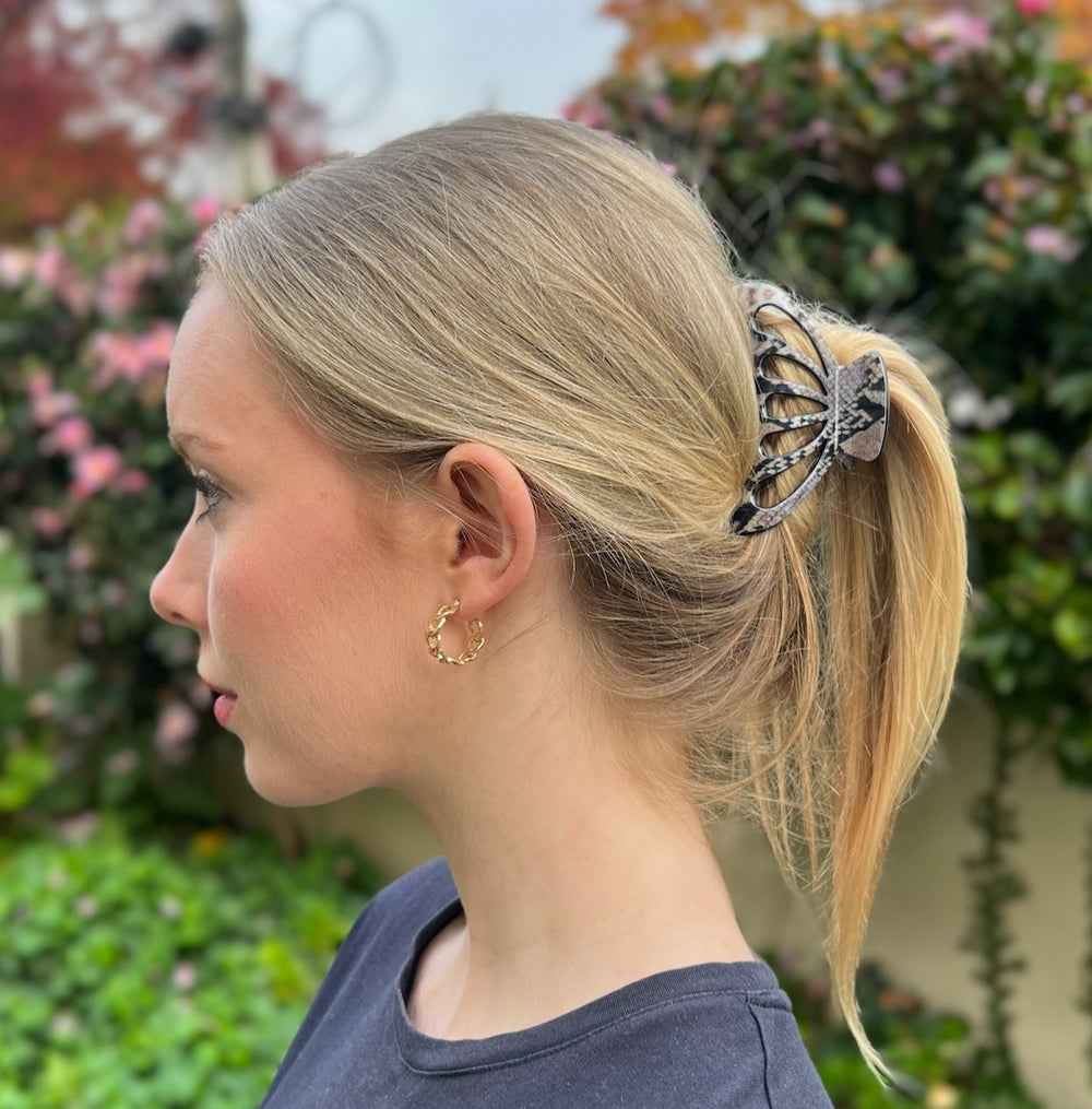 Premium Large Acetate Hair Claw in Snake Brown