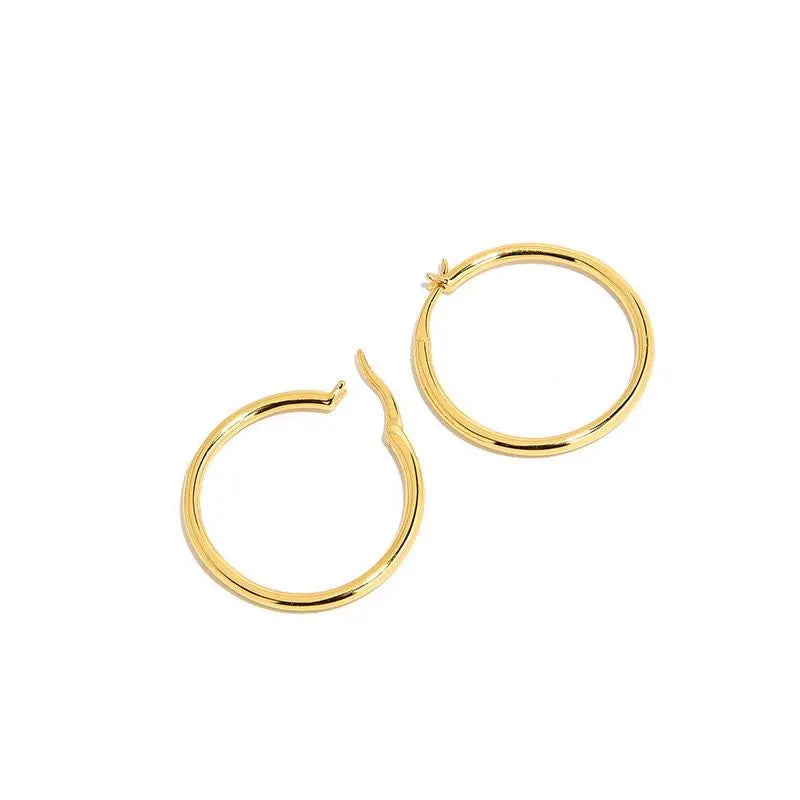 18K Gold plated Sterling Silver Hoop Earrings 4cm