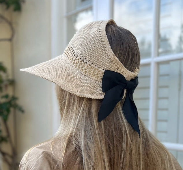 Visor Foldable with Ribbon in Beige