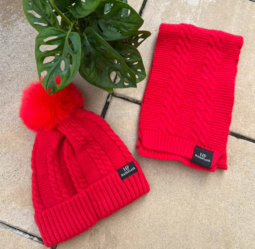 KIDS Beanie & Scarf - Red  - 1- 4yr
