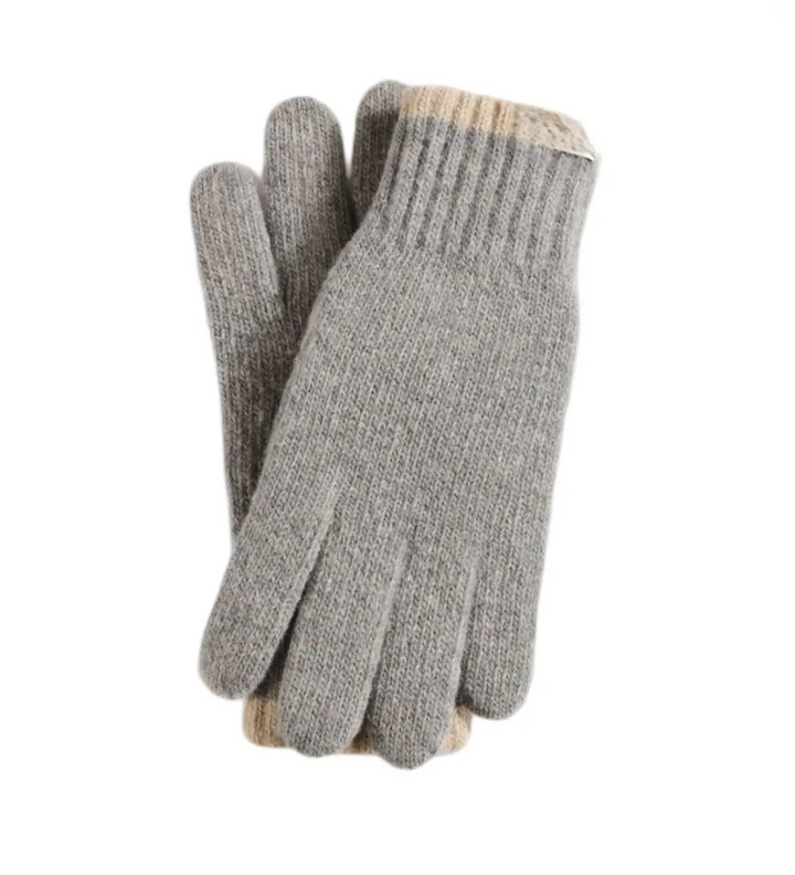 WS - NY Unisex Wool glove M- L - Grey/Oatmeal trim