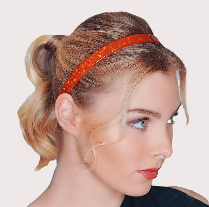 WS Cellulose Acetate Headband Pearl 1.5cm - Orange - Image 1