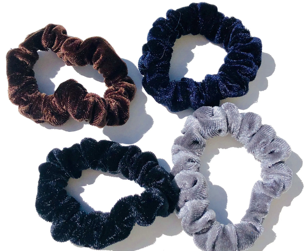 WS Velvet Scrunchy Pack - Black, Navy, Grey, Brown