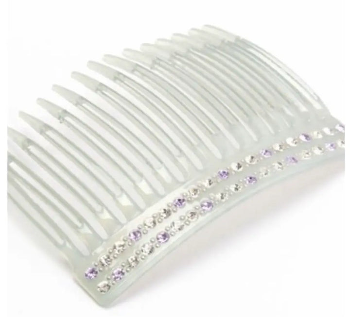 WS Acetate Hair Comb - Transparent & Crystals