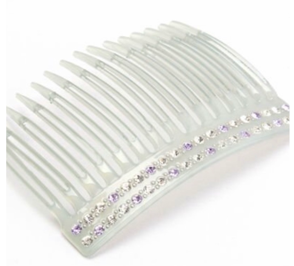 Acetate Hair Comb - Transparent & Crystals