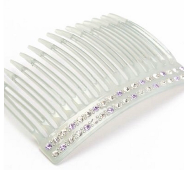 Acetate Hair Comb - Transparent & Crystals