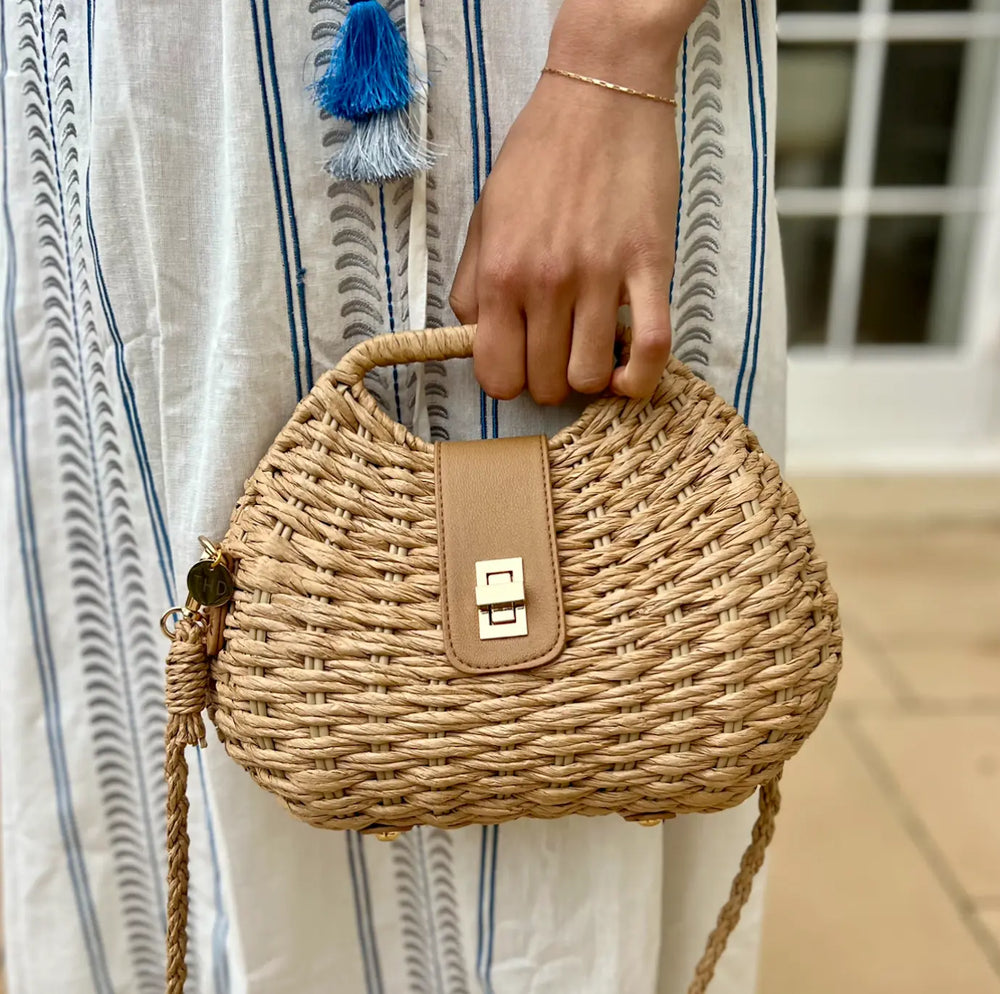Kirsten Straw Shoulder Bag - Golden